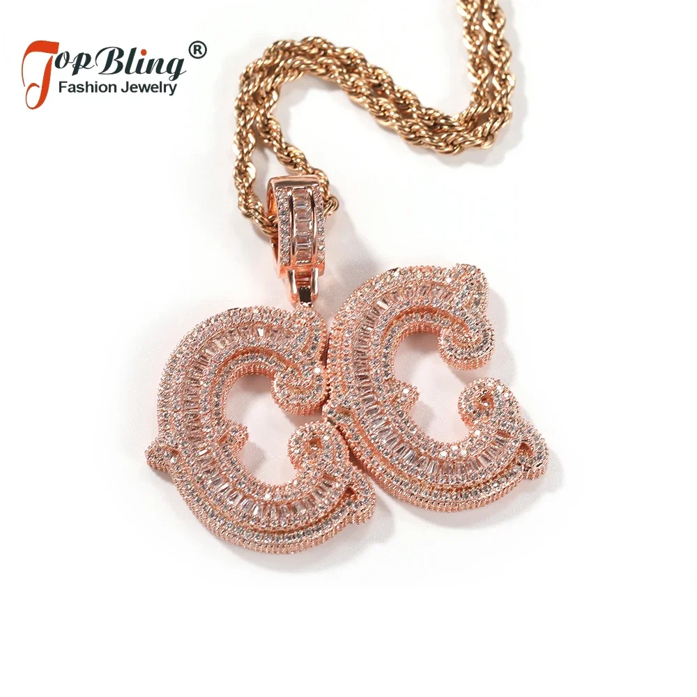 

TopBling Baguettecz Letter Pendant Necklace Micro Paved CZ Name Charms Custom Iced Name Pendant Fashion Hiphop Jewelry