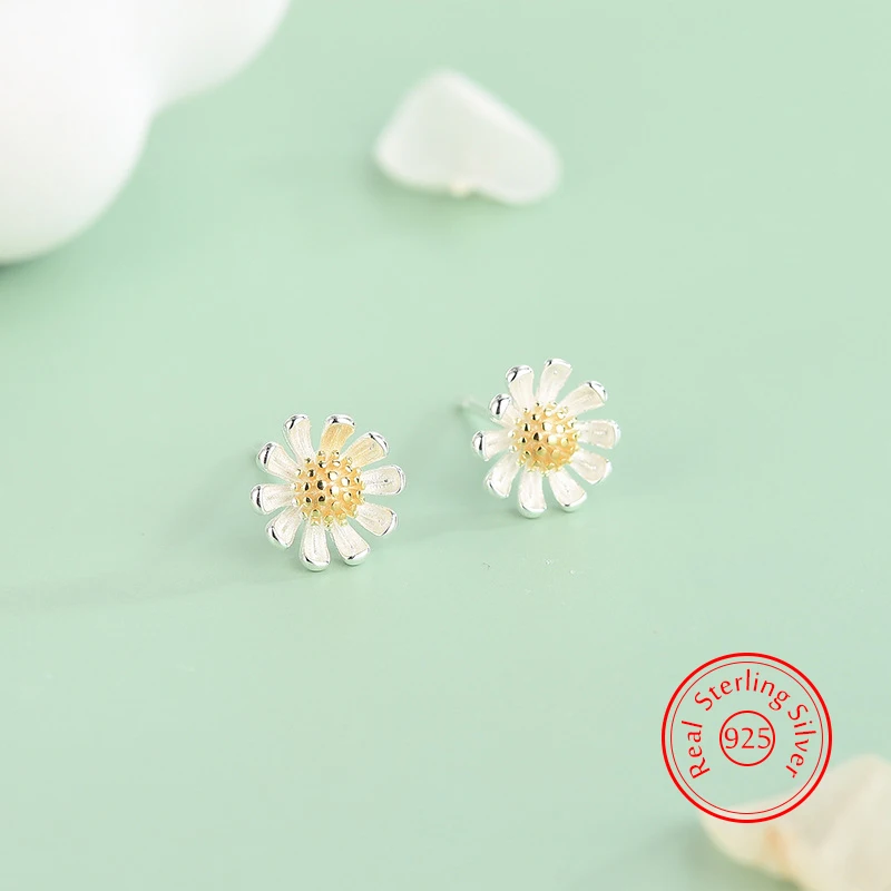 Solid 925 Sterling Silver New High Quality Jewelry Flower Stud Earrings For Women XY0225