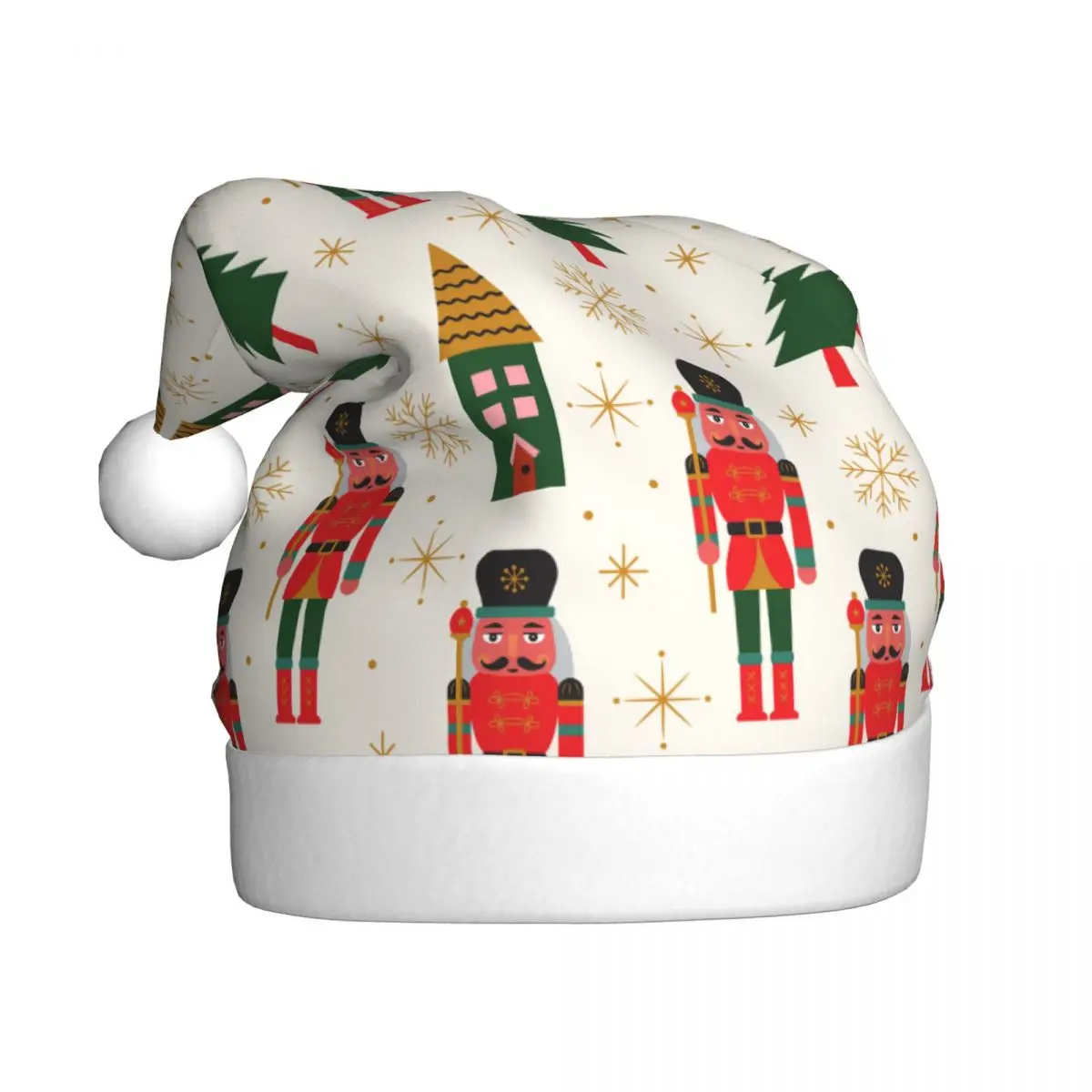 Nutcracker Merry Christmas Plush Kawaii Christmas Hat for Adult Men Women Nordic New Year Santa Hat Cap Festival Decoration