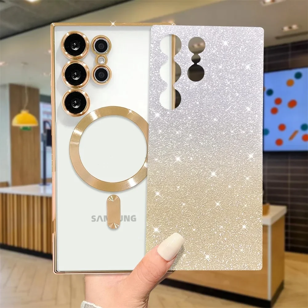Glitzernde Hülle für Samsung Galaxy S25 S24 S23 Plus S22 S21 S20 FE S24FE S23FE S21FE Glitter S26 Ultra A56 A17 A57 Magnetische Schutzhülle – Detail 4