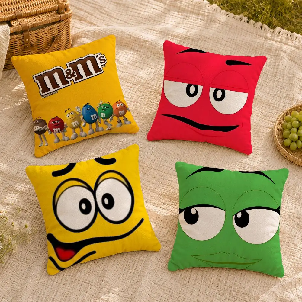 candy chocolate character M-Ms Cushion Cover Soft Short Plush Throw Pillow Cover Washable Skin Friendly Sofa Living Room Decor