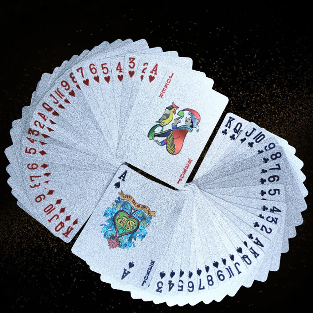 57X87mm Superior Silver Foil Plastic Playing Cards Durable Waterproof Texas Holding Cards Entertainment Magic Playing Cards