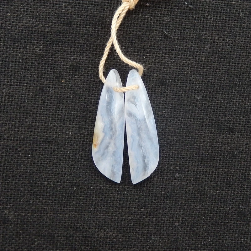 (SOLD OUT!!) Blue Lace Agate Carving 26x7x4mm Pendant Natural Fashion Jewelry 2g - Earrings Pendant Beads Accessory