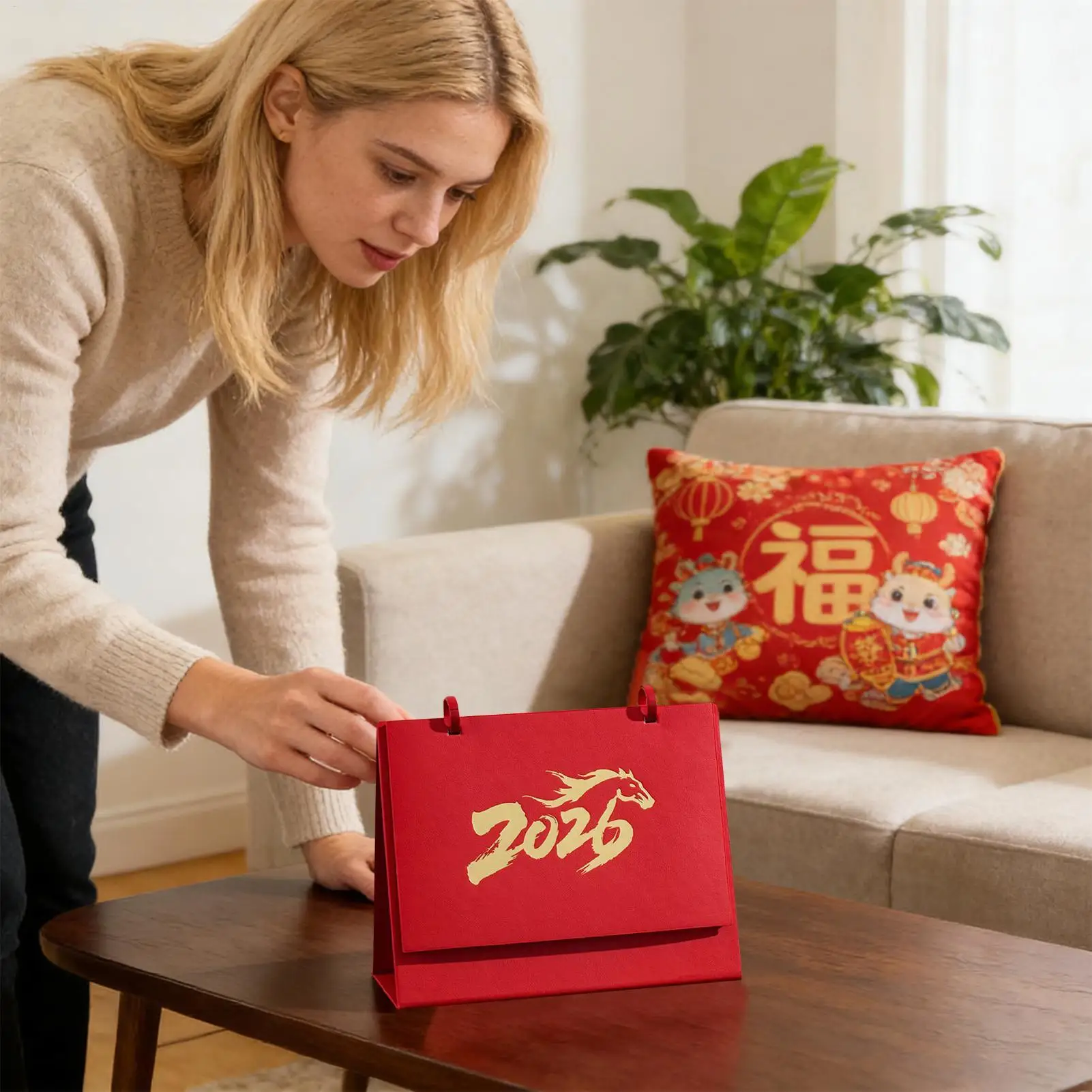 

Настольный календарь с лунным Новым годом, 12 месяцев, 2026 год, планировщик даты, весенний фестиваль, настольный календарь для офиса, дома, отеля, школы