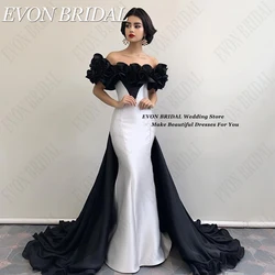 EVON-vestido de novia blanco y negro con alfombra roja, traje formal de sirena con contraste de Color, para fiesta de noche, 2024