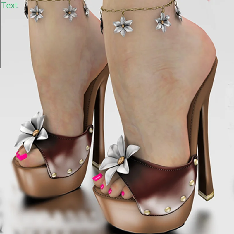 

Solid Flower Slip On Platform Sandals Thin High Heel Sexy Fashionable Cool Summer Casual Big Size Woman Shoes Zapatillas Mujer