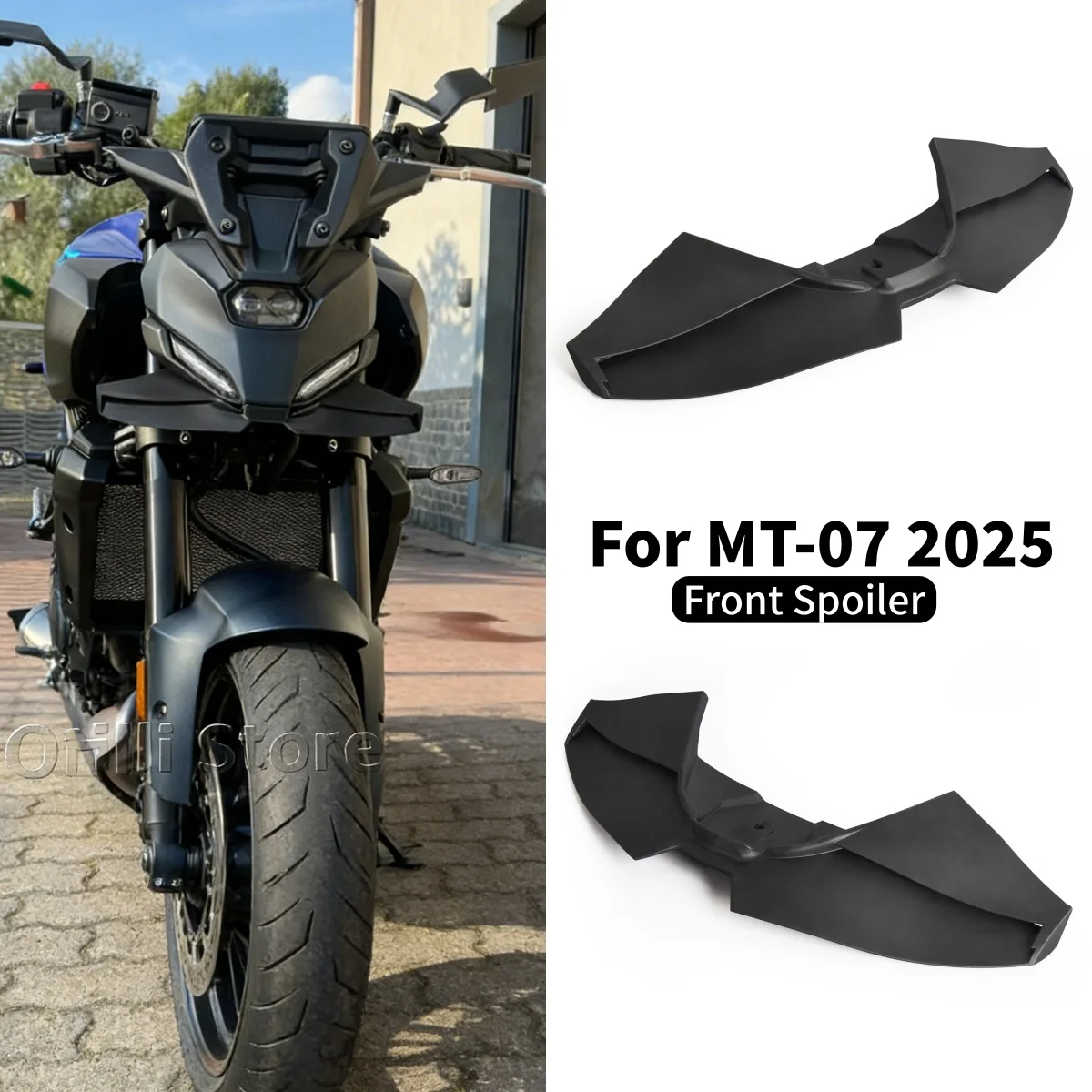 

Для Yamaha MT07 MT-07 MT 07 2025 2026: Комплект передних спойлеров (черный) – Аэродинамические крылья-винглеты для мотоцикла, аксессуары для мотоциклов