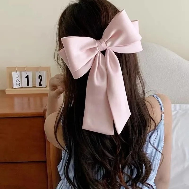 

Elegant Fashion Spring Clip for Student Girl 2 Layer Big Bow Ribbon Women Hair Clip Elegant Princess Headwear Hair Accessories