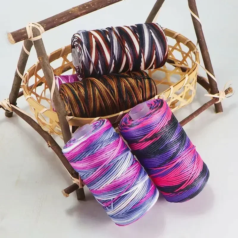 New Summer Crochet Yarn 1.5mm Thin Ice Cotton Thread for Hand Knitting Bag Hat Shoes 100g Hollow Line Colorful Nylon Cord