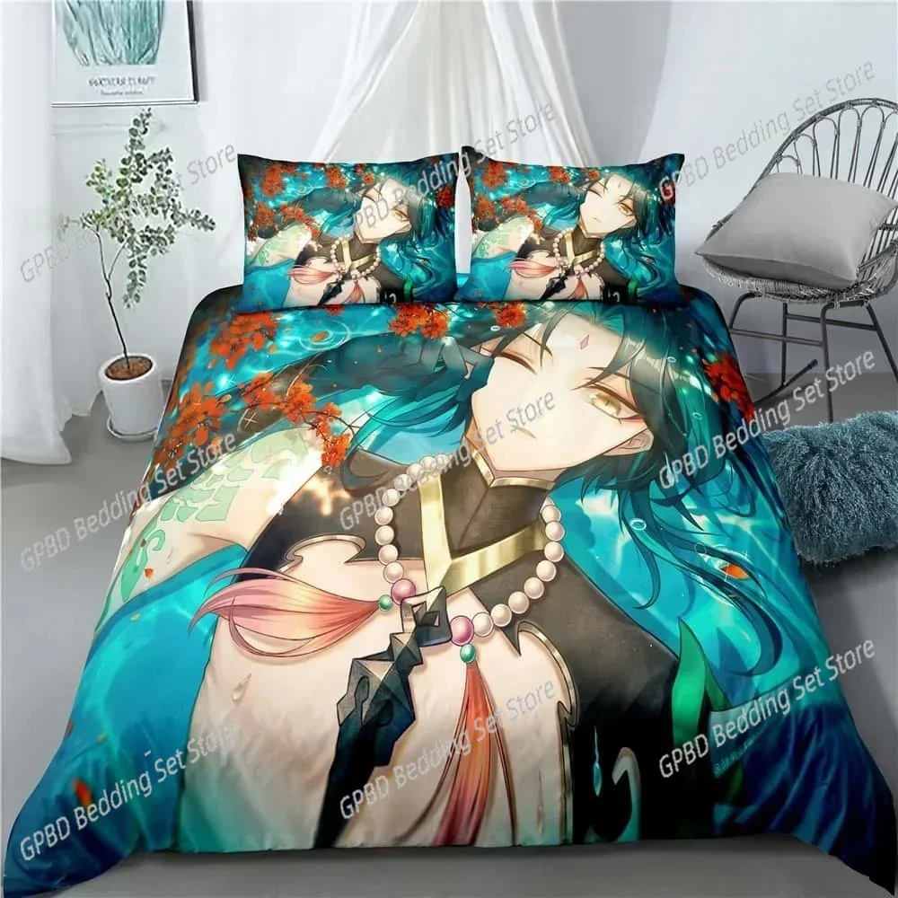 Anime Genshin Impact 3D NEW Duvet Cover Pillowcase Bedding Set Adult Boy Girl Bedroom Decoration Children Single Double Large