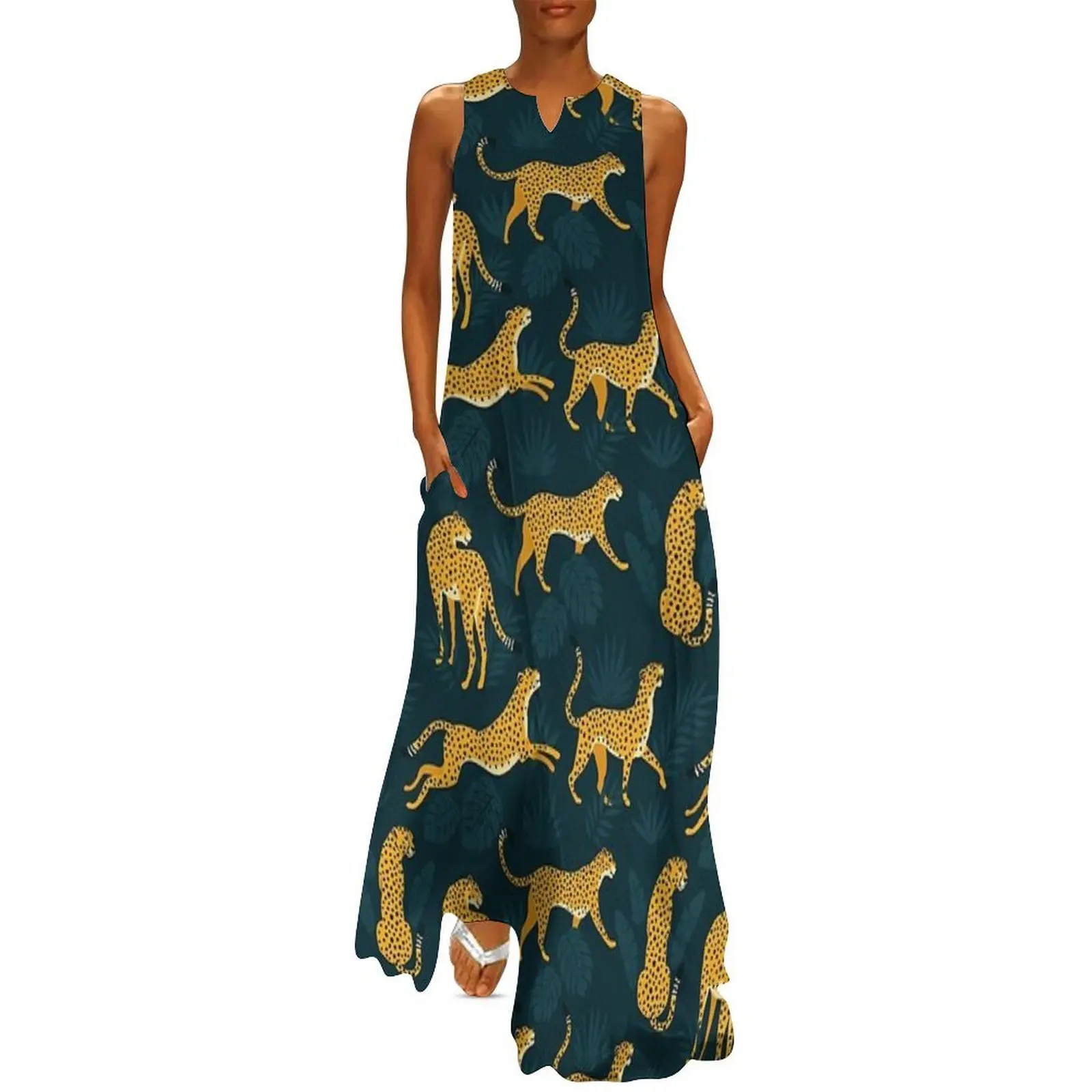 

Night Cheetah Pattern Long Dress women evening dress evening dress woman beach outfits for women