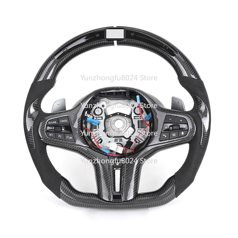 With Heated Button Half Alcantara Carbon Fiber LED Steering Wheel