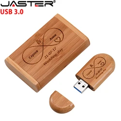 JASTER Wooden Box U Disk 3.0 128GB Free Custom Logo Memory Stick 64GB Creative Gift Pen Drive 32GB Personalized USB Stick 16GB