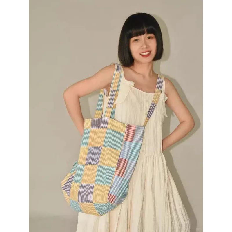 Сладкая и большая вместительная холщовая сумка, повседневная и свежая сумка через плечо на одно плечо, стиль для летних каникул