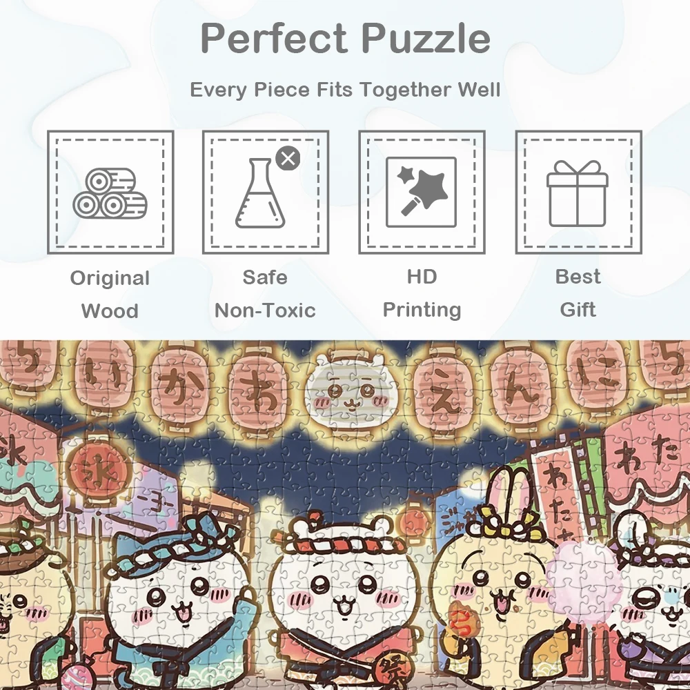 Chiikawa Sanrio Legpuzzels Klassieke Leuke Cartoon Serie Miniso Games en Puzzels Lantaarn Vuurwerk Speelgoed voor Kinderen Rusteloos