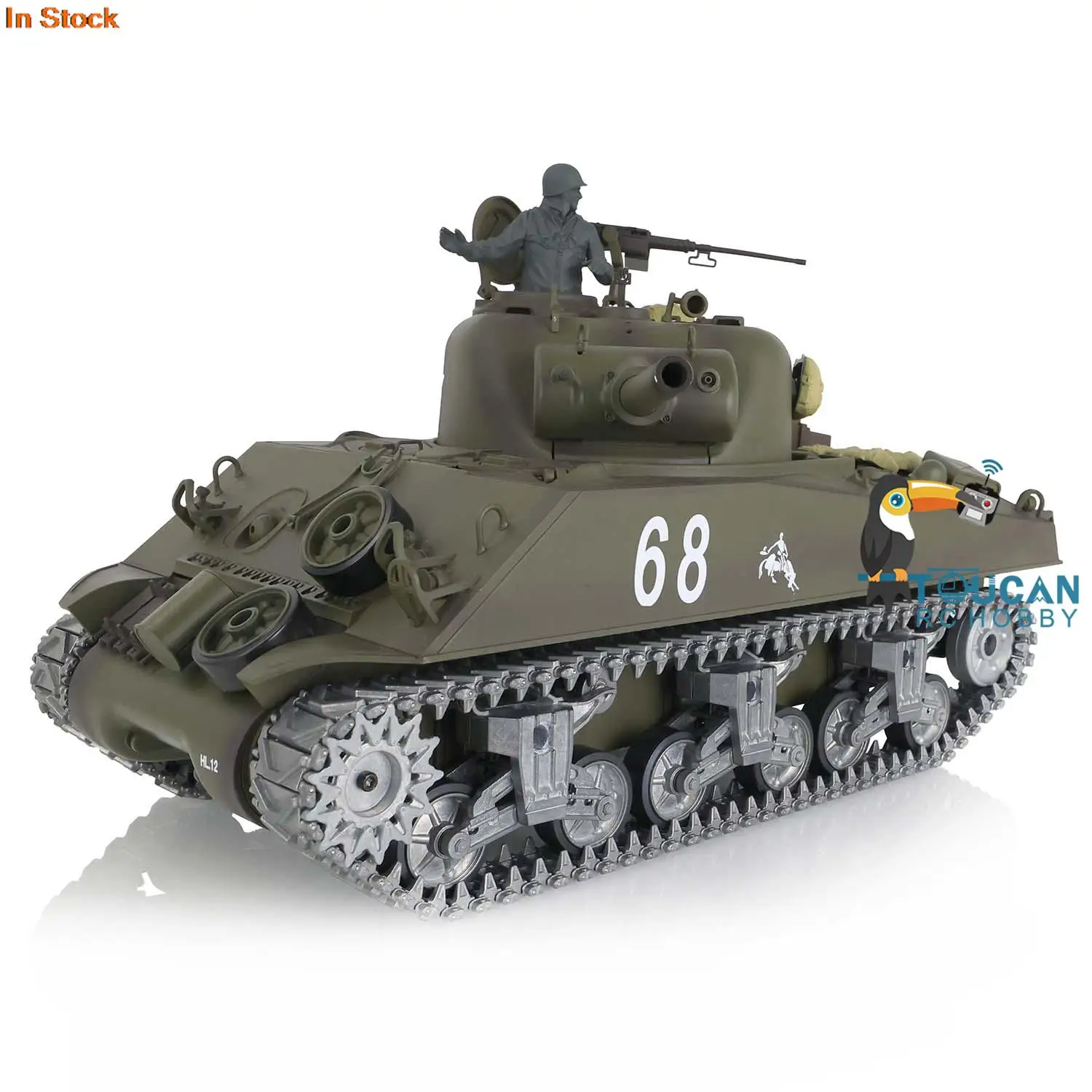 Heng Long 1/16 Scale Customized 7.0 M4A3 Sherman RC Battle Tank 3898 360° FPV Barrel Recoil Ready to Run Model Toy TH17684