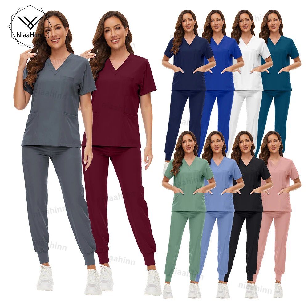 

Scrubs Uniform Medical Clothing for Women Healthcare Dental Clinic High Quality Uniforms Multicolour Work Wear Tops+pants Suit