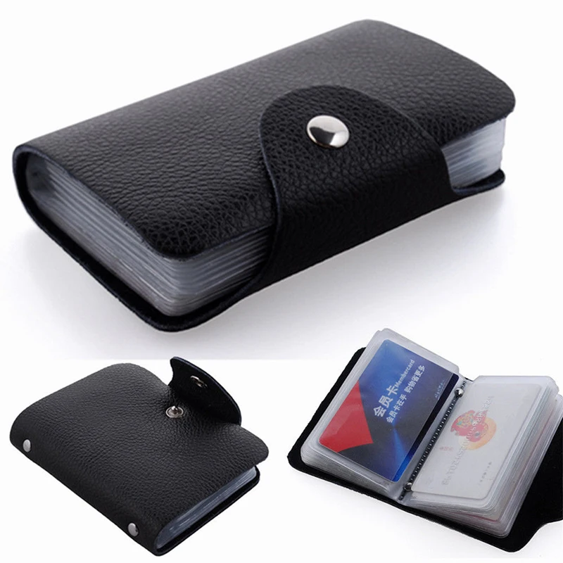 PU Leather Function Card Case Business Card Holder Men Women Credit Passport Card Bag ID Passport Card Wallet 12/24 Bits 2026