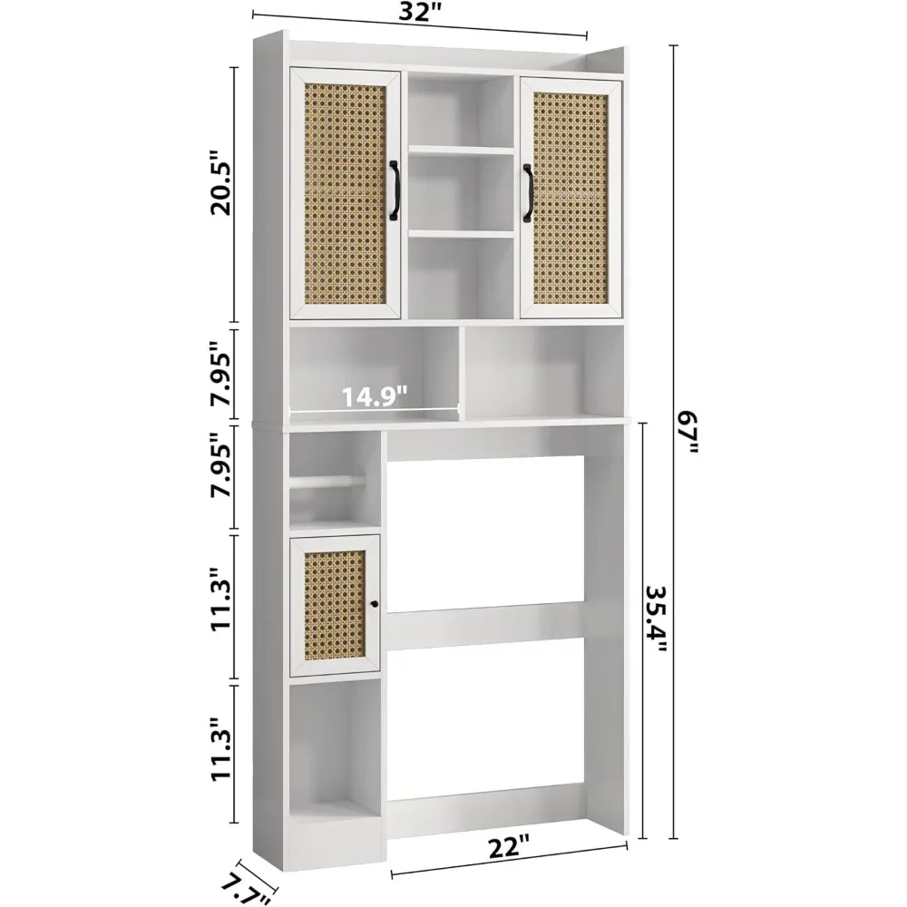 

Over The Toilet Storage Cabinet with Adjustable Shelf, Freestanding Farmhouse Storage Cabinet Above Toilet, Bathroom Storage