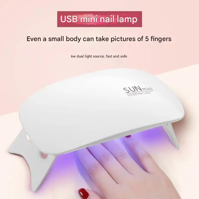 Mini Lampe UV de Manucure à Usage Domestique 6W, Sèche-Ongles Portable à 6 LED pour le vaccage du Verhéritage à Ongles avec Câble USB