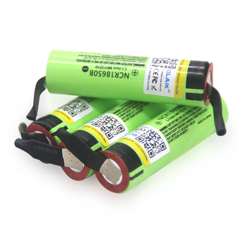 1-20PCS ELAIK New Original NCR18650B 3.7V 3400mAh 18650 Rechargeable Lithium Battery + DIY Nickel Piece