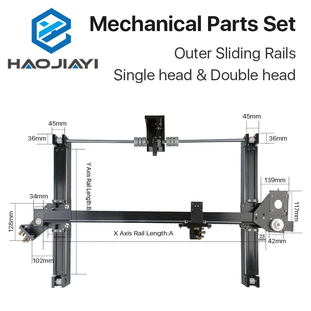 Mechanische Onderdelen Set 900Mm * 600Mm Enkele Dubbele Kop Laser Kits Externe Glijbaan Diy Co2 Laser 9060 Co2 Laser Machine