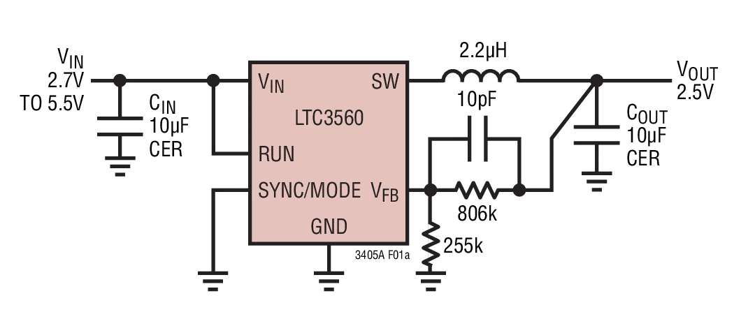 LTC3560ES6 LTC3560IS6 LTC3560 - 2.25MHz, 800mA Synchronous Step-Down Regulator in ThinSOT