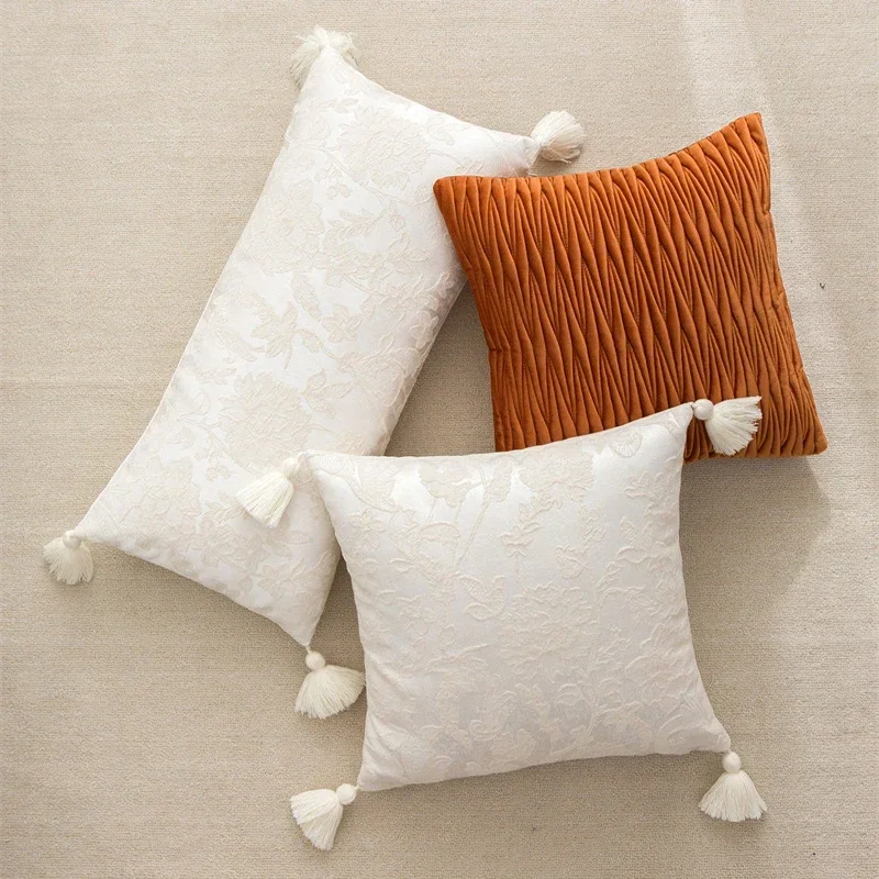 yesAmerican Jacquard Embroidered Cushion Cover 30 * 70cm Long Waist Pillowcase Modern Light Luxury Throw Pillow Covers Home Deco