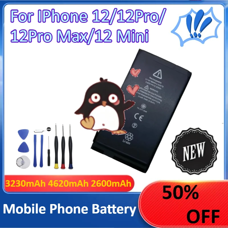 

New 3230mAh 4620mAh 2600mAh for IPhone 12 12Pro 12Pro Max 12 Mini Mobile Phone Battery +Tools