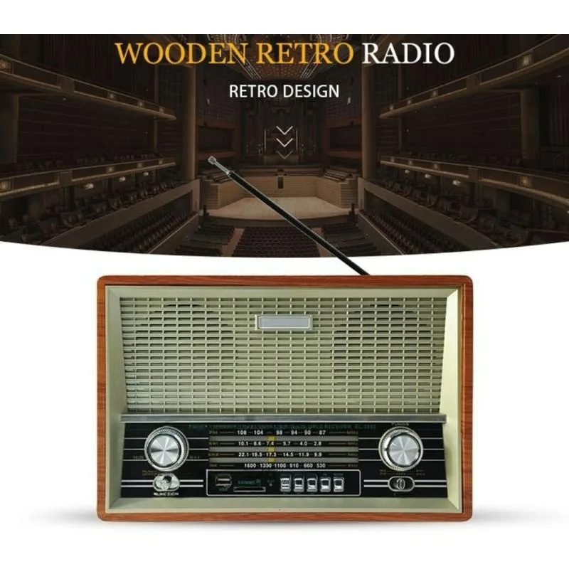 

Retro Desktop Radio Bluetooth Speaker FM MW SW Remote Control Vintage Style
