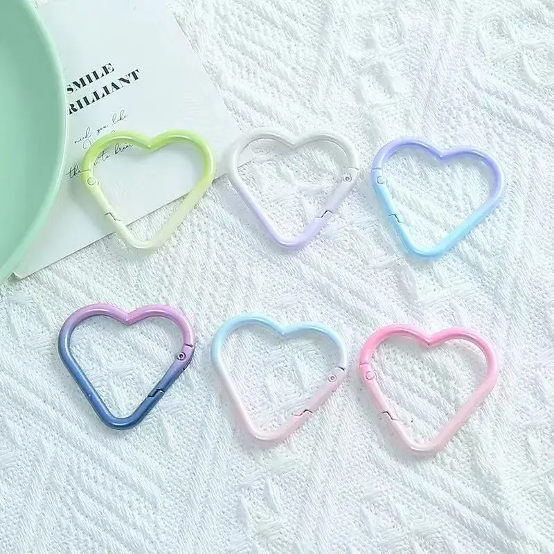 Gradient Heart Shape Spring Ring Clasps