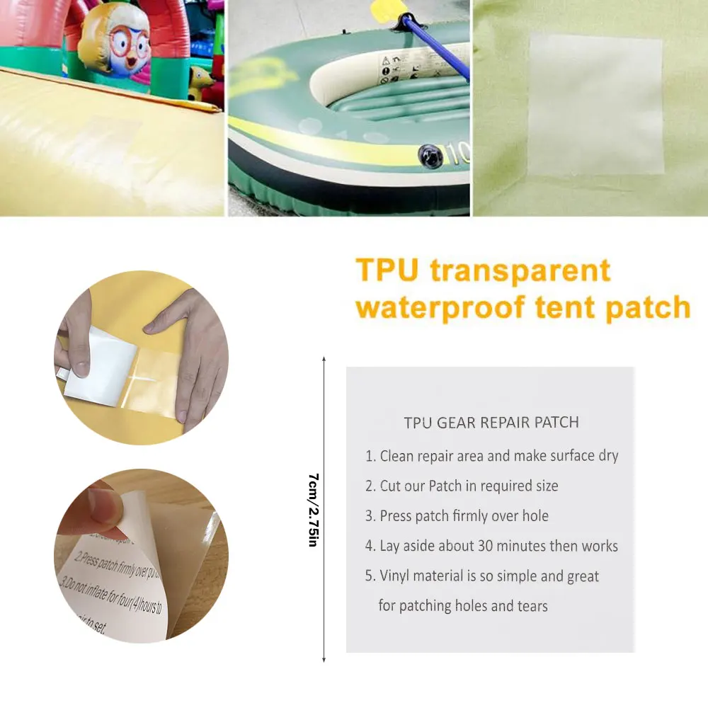 10Pcs TPU Pool Patch Repair Kit Self-adhesive Clear Repair Stickers Waterproof Tent Repair Tape for Inflatable Toy Canvas Canopy