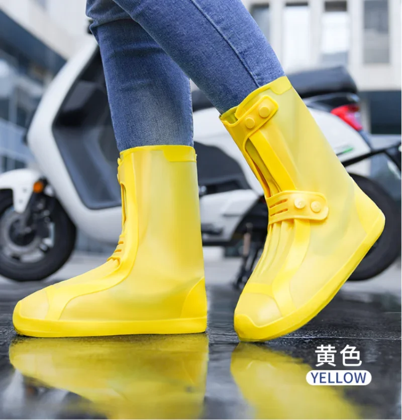 High Top Shoe Cover Portable Durable Galoshes Water Boot Rain Shoes Protector Reusable Waterproof Rain Shoe Covers With Buttons