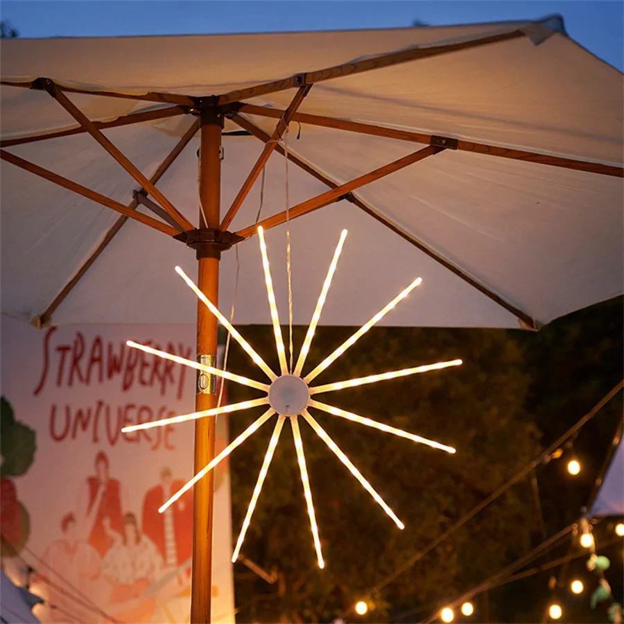 LED Meteor Starburst Light 48/96 LED Hanging Firework Light Christmas Firework Light Holiday Fairy String Light With Remote