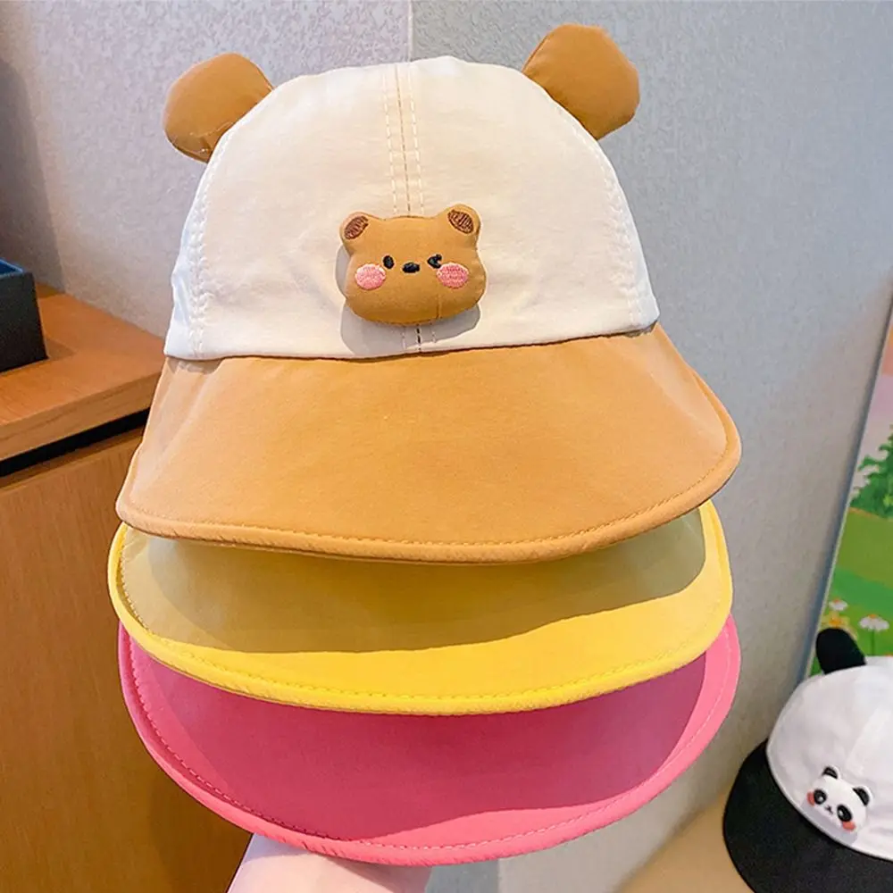 

Summer Cartoon Panda Quick-Dry Kids Baseball Cap Children's Sun Protection Hat Curved-Brim Hat Cute 3D Figurine Dolls Baby Caps