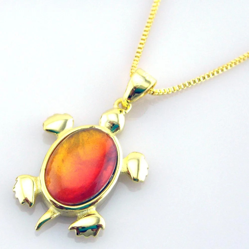 Silver pendant fire ammolite pendant cute turtle designs pendant with chain