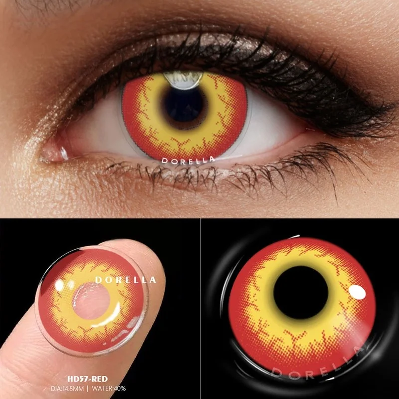 D\'ORELLA  2pcs Halloween Colorful Contact Lenses Anime Cosplay Eye Lenses multicolored lenses Lenses Yellow Lenses