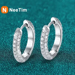 NeeTim Full Moissanite Diamond Earrings 925 Sterling Silver with Gold Plated Wedding Engagement Party Fine Jewelry for Women