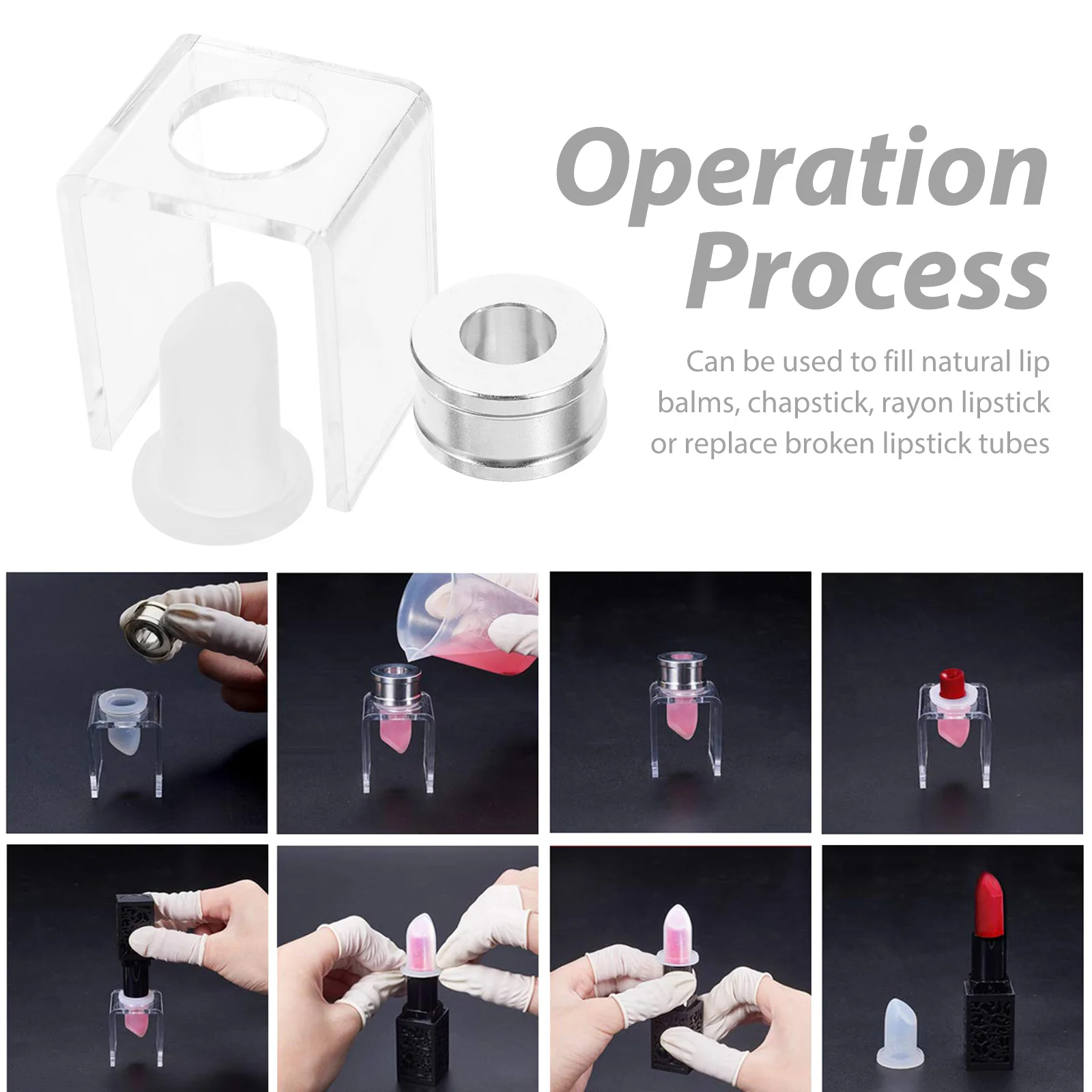 

2 set Mold Holder Silicone Refillable Container For Diy Lip Balm Making Kit Homemade Lipstick Craft Accessory Lipstick Making