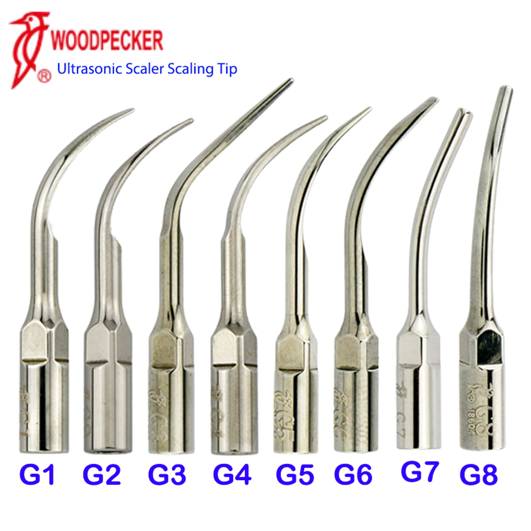 

WOODPECKER Original Dental Scaler Tips G1-G8 for EMS REFINE Ultrasonic Scaler Handpiece Dental Ultrasonic Scaler Scaling Tip