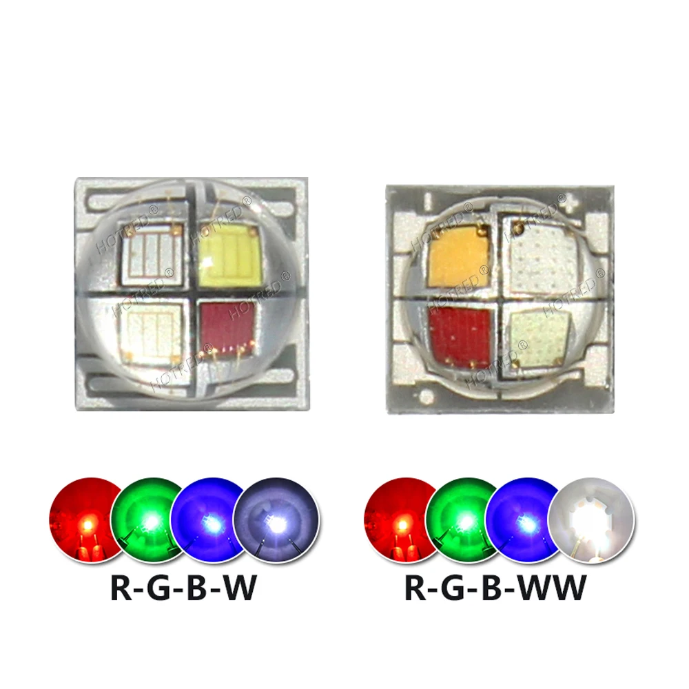 10-100pcs LED RGBW 5050 Chip SMD RGBWW 10W 12W 4 Chips Diode Bead Stage Flashlight Car Bicycle Lamp Headlight Ceramic Substrate