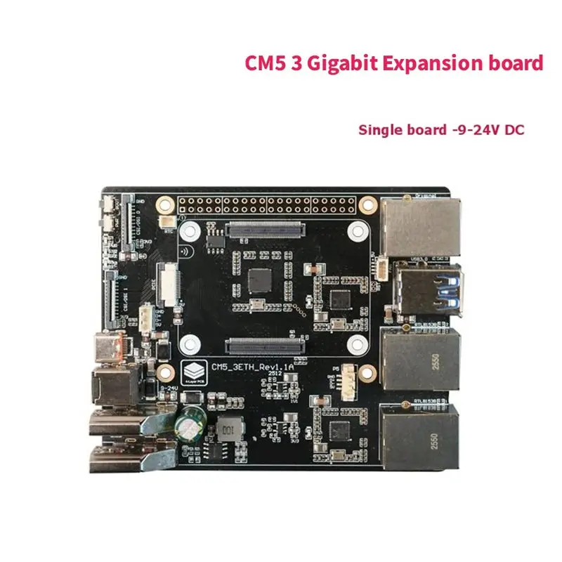 A93PHOT! CM5 3ETH Expansion Board For Raspberry Pi 3 Gigabit Ethernet USB3.0 9-24V Pcie 2A 40PIN GPIO DC Port Version