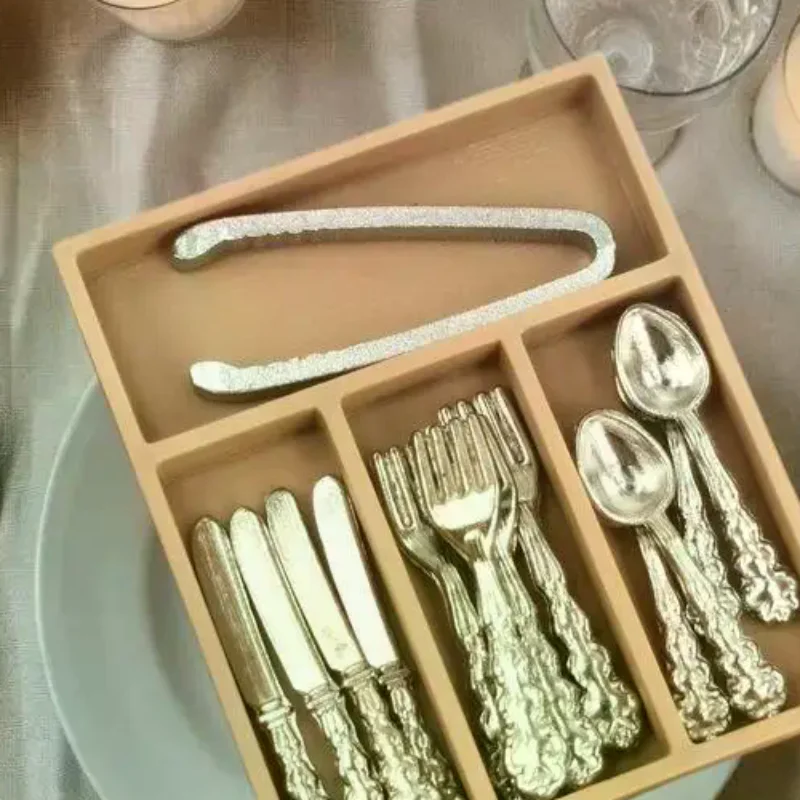 

1 Set Doll House Kitchen Supplies Utensils Accessories 1:12 Dollhouse Mini Knife Fork Spoon Clips Tableware With Storage Box