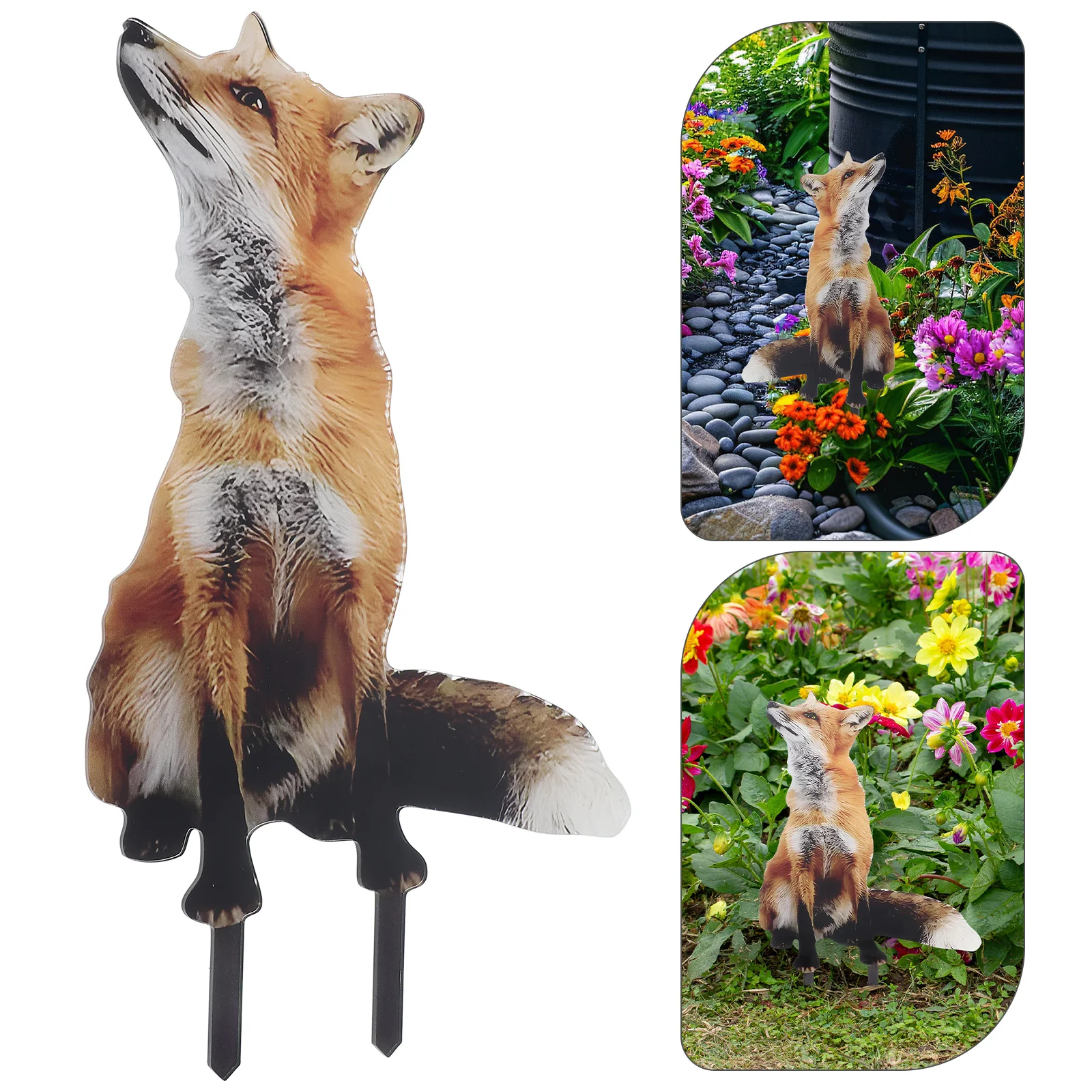 

Charming Fox Shaped Garden Stake Sign Outdoor Decoration Acrylic Lawn Yard Courtyard Adorable Animal Ornament Fall Metal Insert