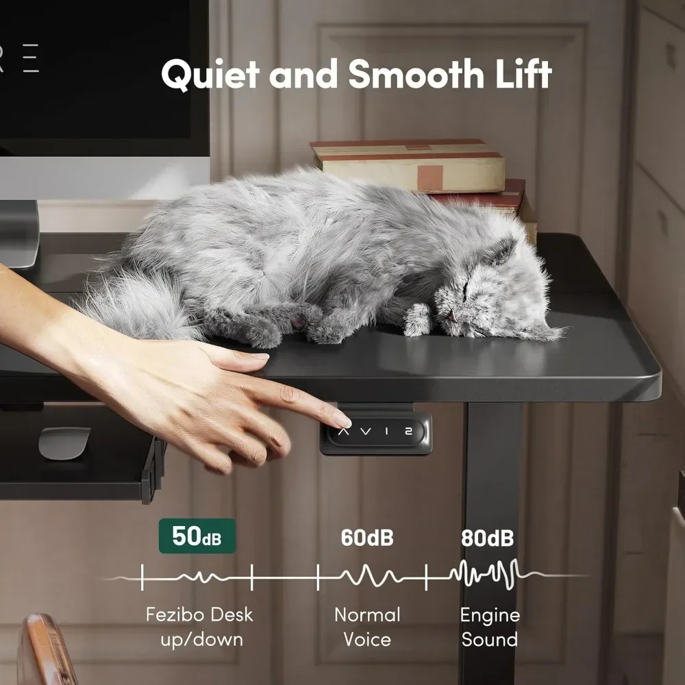 Standing Desk with Keyboard Tray,  Electric Height Adjustable Desk, Sit Stand Up Desk, Computer Office Desk