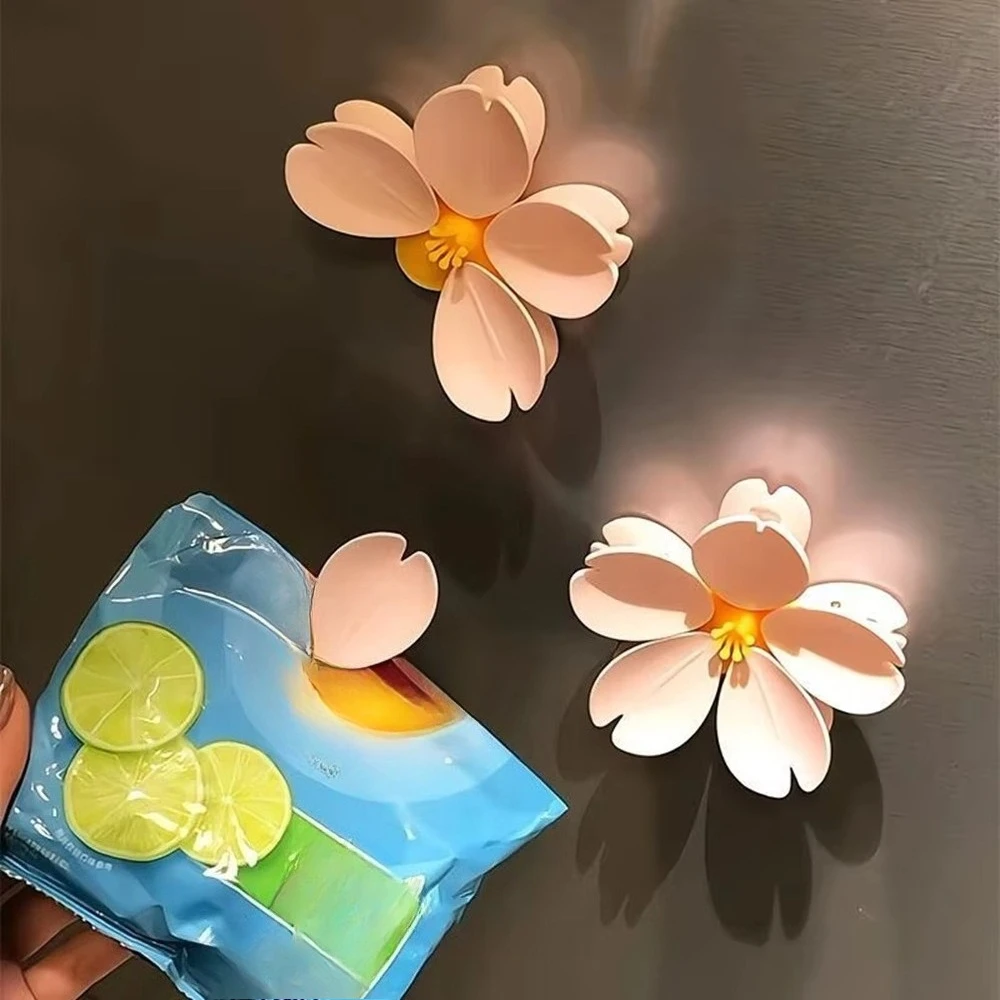 Fridge Magnets Sakura Sealing Clips Refrigerator Magnet Food Bag Clips Multi-Function Snack Sealer Food Storage 3D Sakura Petal