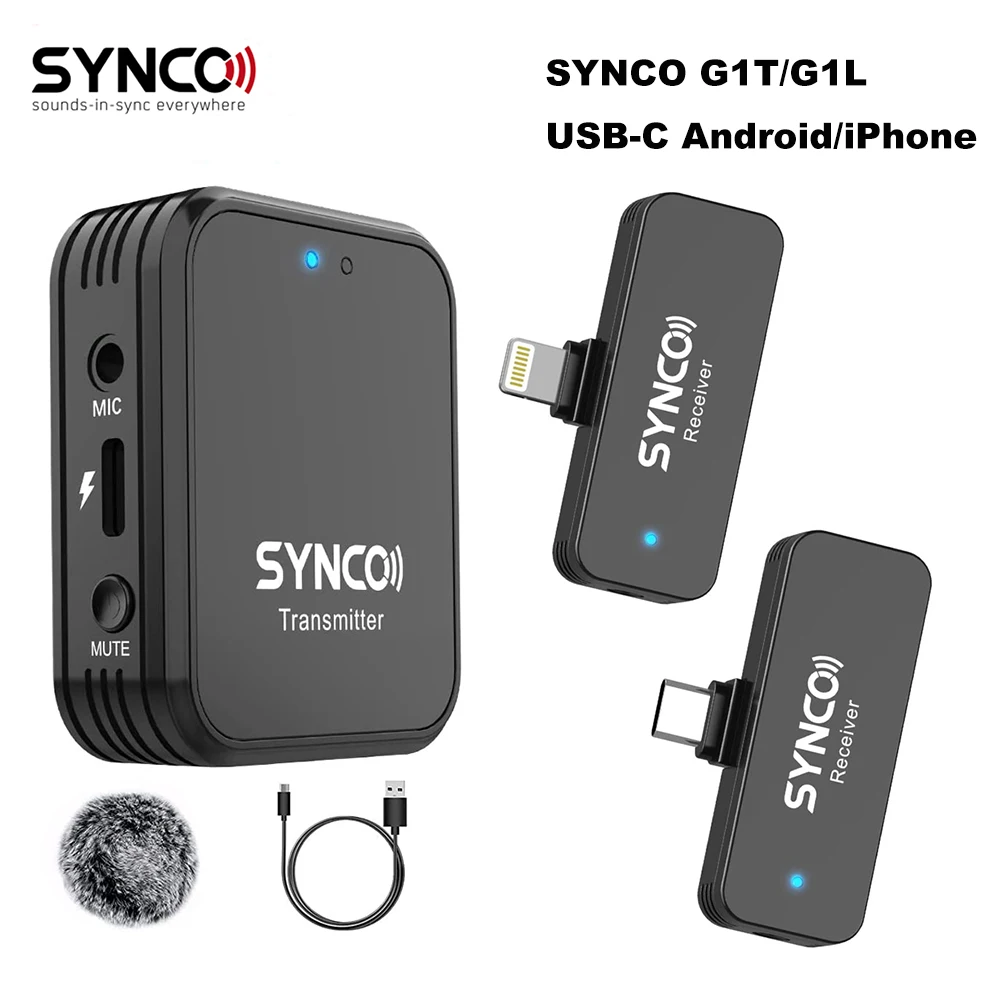 

SYNCO G1 T L G1L G1T Wireless Lavalier Microphone System For iPhone Android Smartphone Type C Lightning mic Video Recording Live