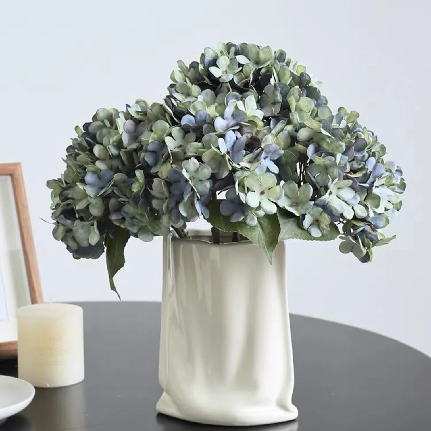 6 Stück Künstliche Hortensien aus Seide für Zuhause, Tisch, Hochzeit, Wand, DIY Geschenkbox, Vase, Brautstrauß, Festival, Party, Herbstdekoration – Detail 2