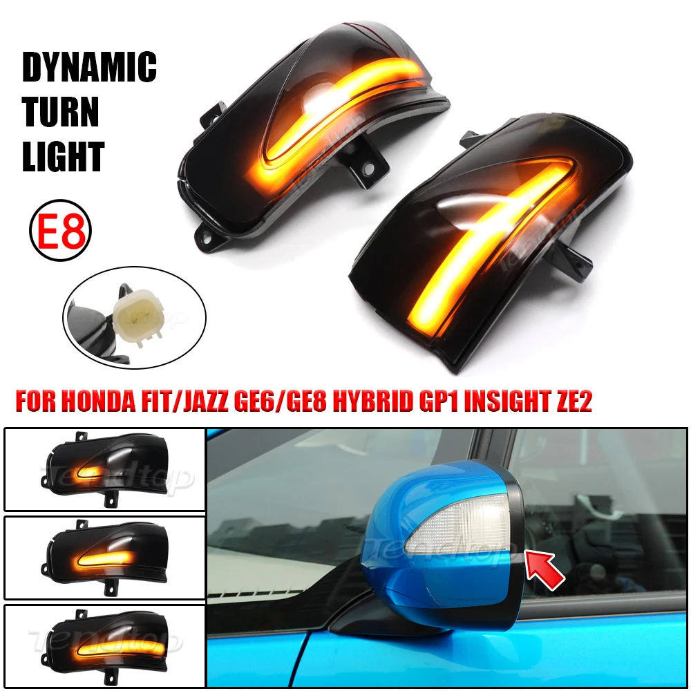 Dynamic LED Turn Signal Light Arrow Blinker For Honda Fit Jazz GE INSIGHT ZE Repeater Side Wing Mirror Flasher 2009-2013 2014