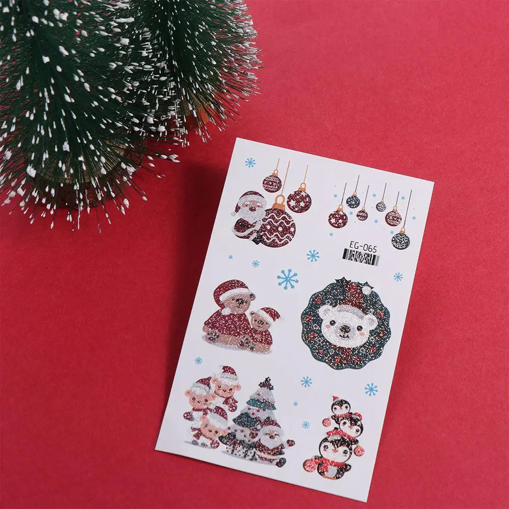 Santa Claus Waterproof Temporary Tattoo Sticker Long Lasting Body Art Festival Tattoo Cute Cartoon Christmas Stickers Child